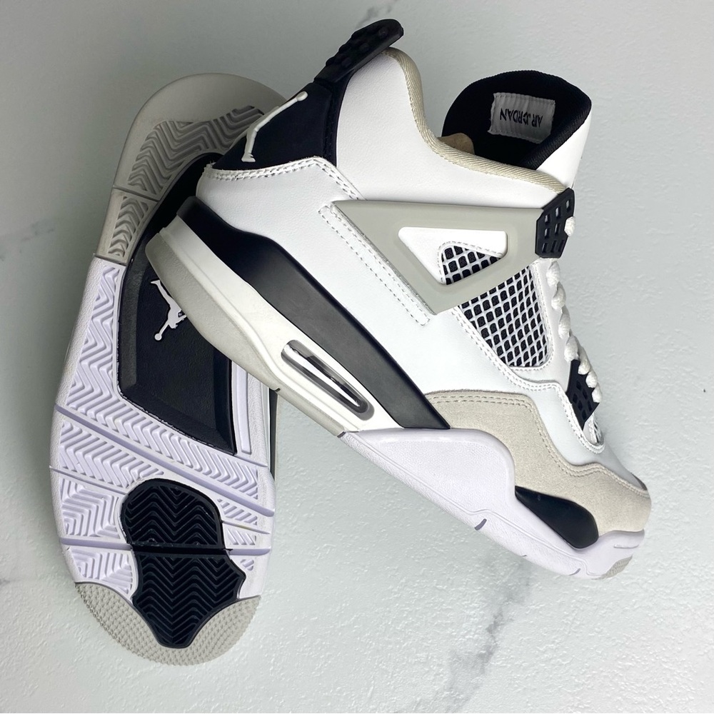 Jordan 4 Retro Military Black -Men’s White and Black Air Jordan Sneakers - Picture 6 of 10